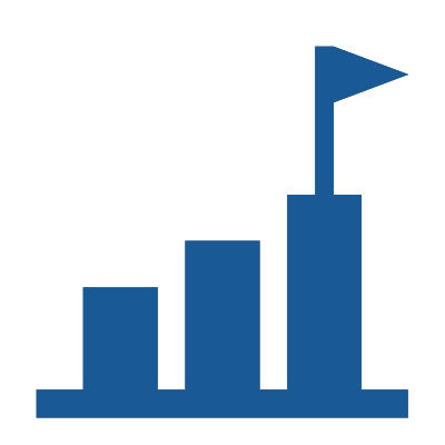 Ícono de una gráfica con barras ascendentes y una bandera, simbolizando la visión de SAC-WALABI de liderar la innovación tecnológica en el sector financiero.